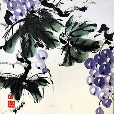 Graps 2, 
		dark green leaves and purple grapes